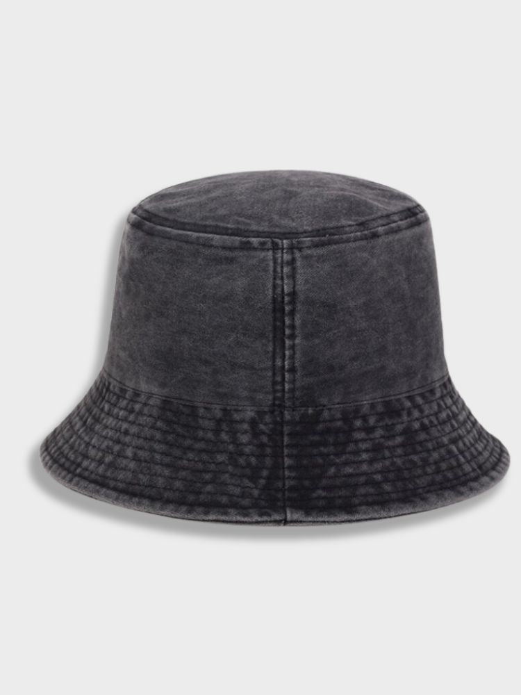 BLACK BUCKET HAT WITH MOUNTAIN EMBROIDERY - MOUNTAIN BUCKET HAT
