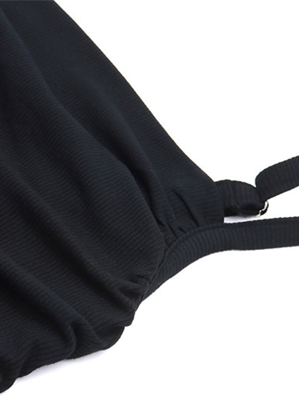 BLACK CAMI TOP - VERSATILE BLACK SPAGHETTI-STRAP TANK