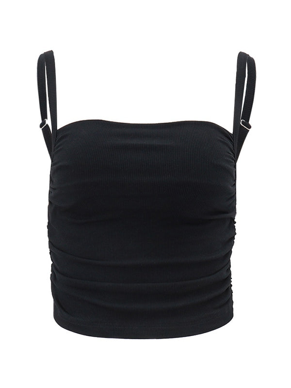 BLACK CAMI TOP - VERSATILE BLACK SPAGHETTI-STRAP TANK