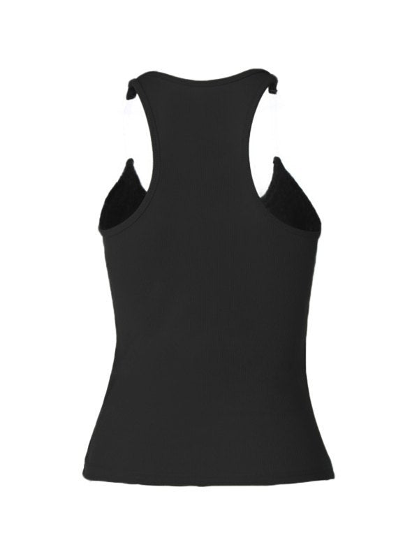 BLACK CAMI WITH TIE STRAPS - VINTAGE BLACK CAMI WITH TRANSPARENT STRAPS