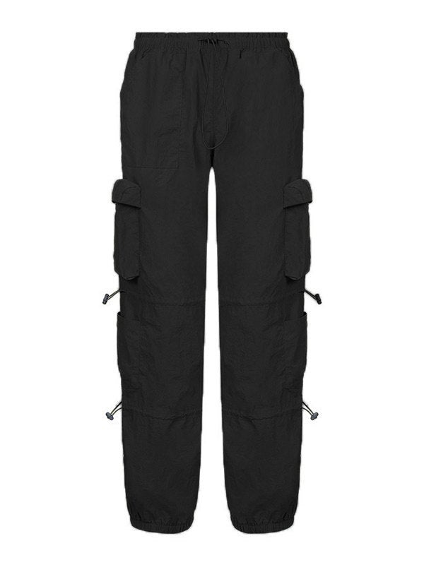 BLACK CARGO PANTS WITH DRAWSTRING Y2K VINTAGE STYLE