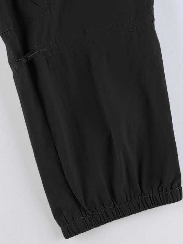 BLACK CARGO PANTS WITH DRAWSTRING Y2K VINTAGE STYLE
