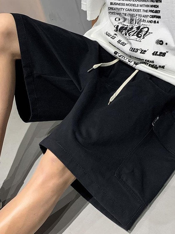 BLACK CARGO SHORTS LOOSE SKATER SHORTS