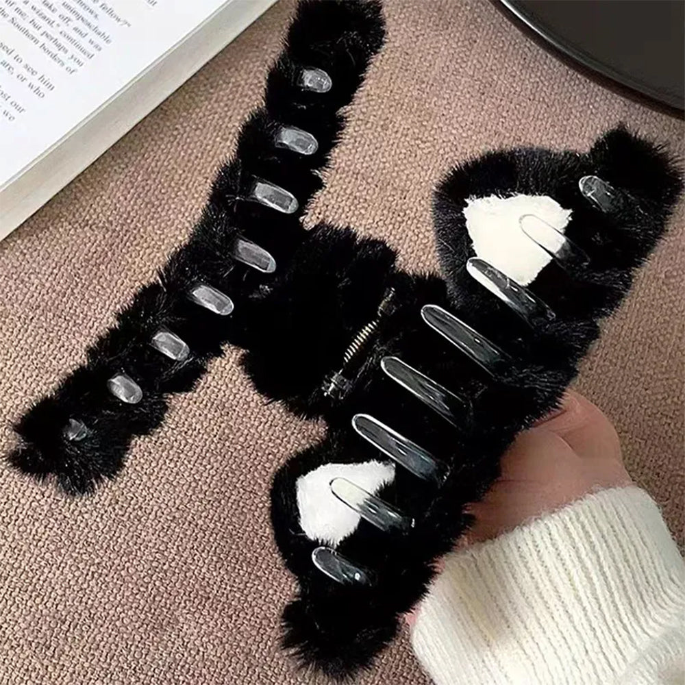 BLACK CAT HAIR CLAW: MIDNIGHT BLACK CAT HAIR CLIP