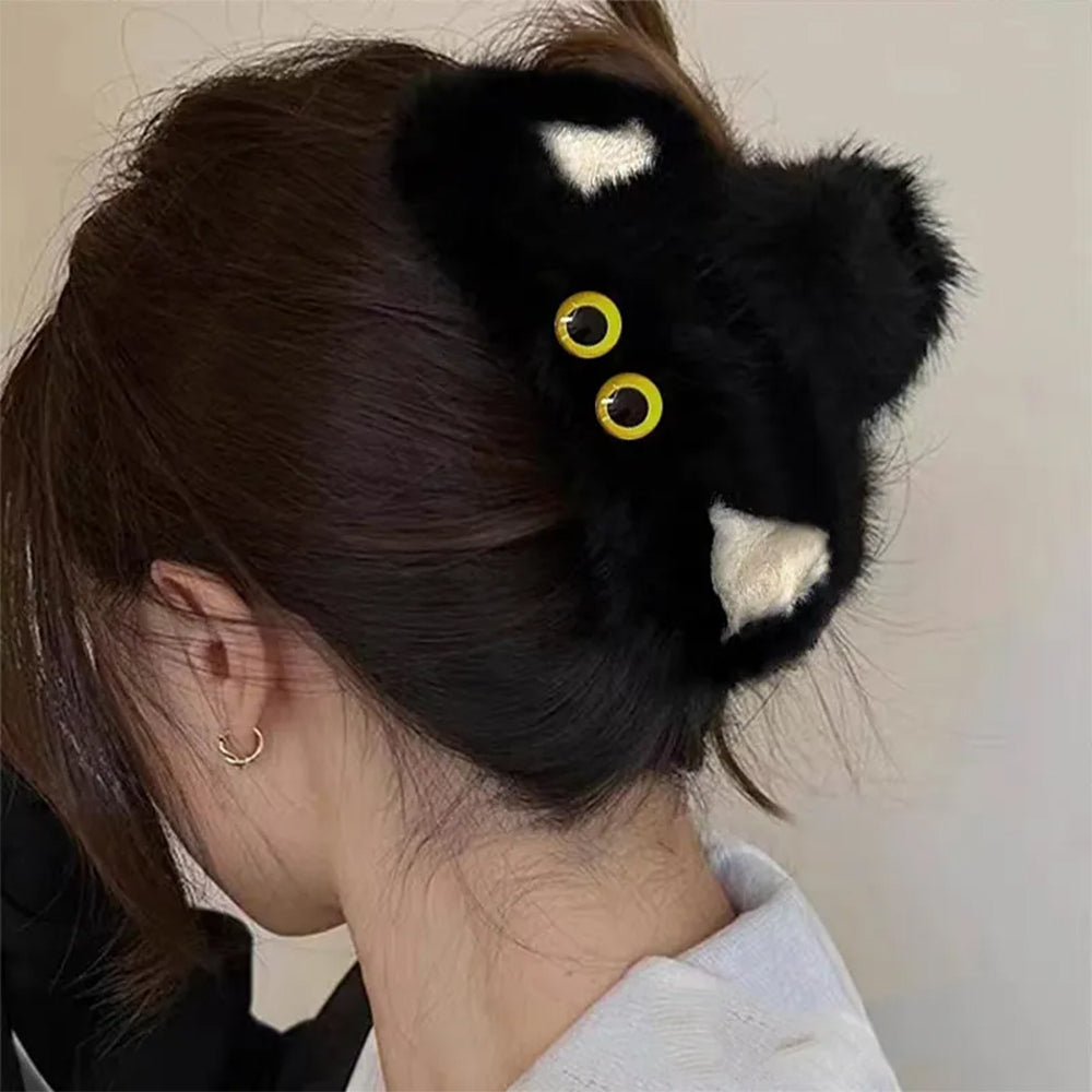 BLACK CAT HAIR CLAW: MIDNIGHT BLACK CAT HAIR CLIP
