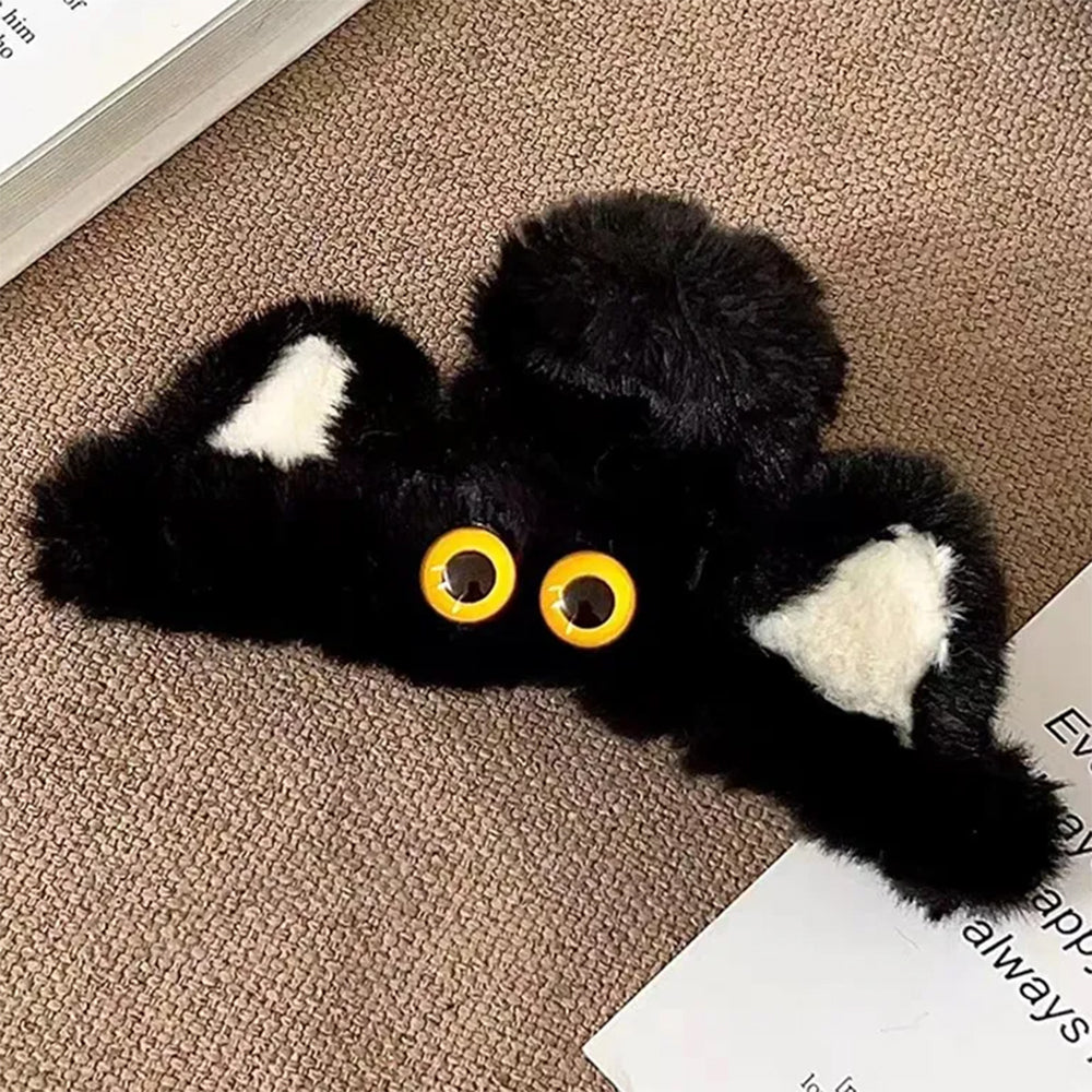BLACK CAT HAIR CLAW: MIDNIGHT BLACK CAT HAIR CLIP