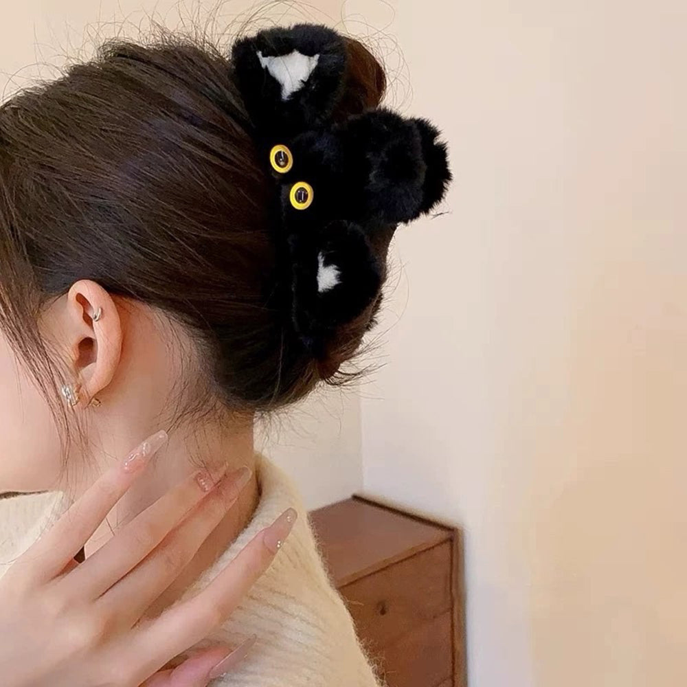BLACK CAT HAIR CLAW: MIDNIGHT BLACK CAT HAIR CLIP