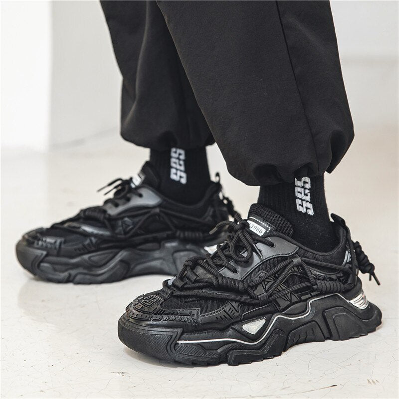 BLACK CHUNKY SNEAKERS CASUAL FOOTWEAR FOR EVERYDAY