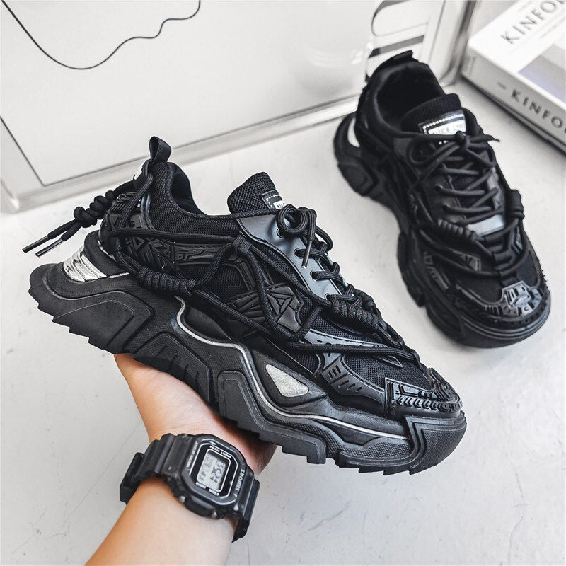 BLACK CHUNKY SNEAKERS CASUAL FOOTWEAR FOR EVERYDAY