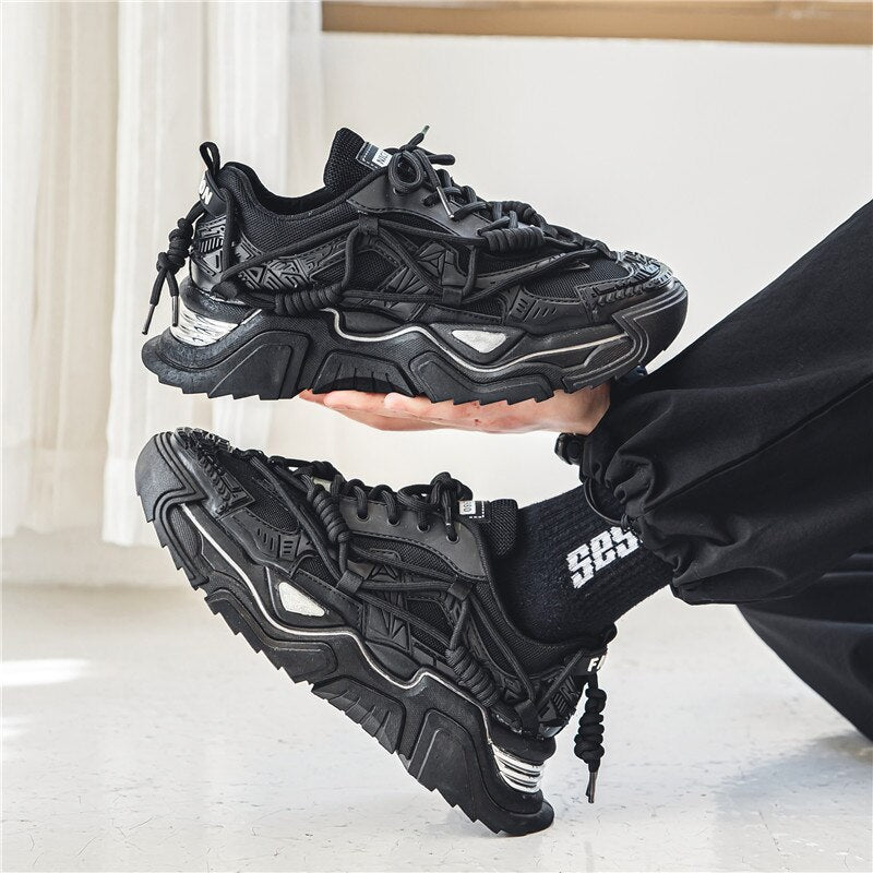BLACK CHUNKY SNEAKERS CASUAL FOOTWEAR FOR EVERYDAY
