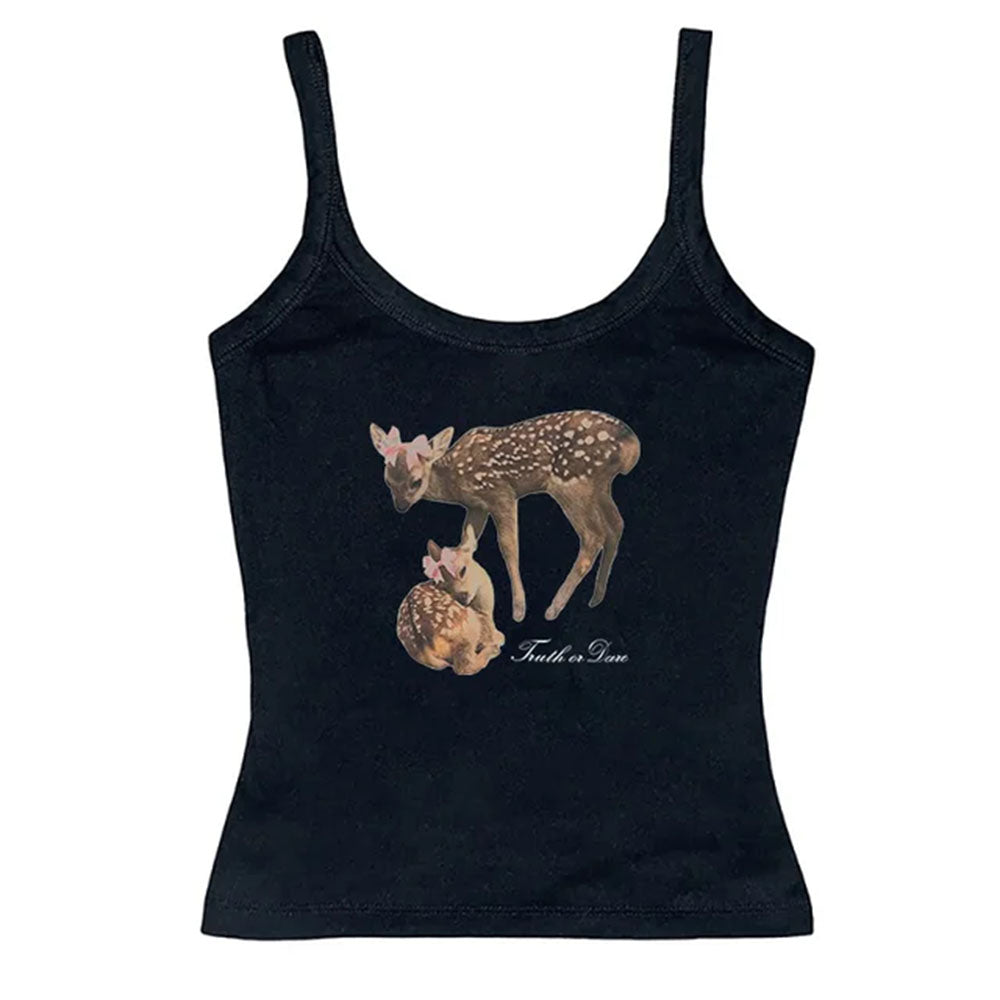 BLACK DEER PRINT TANK TOP FOR WOMEN