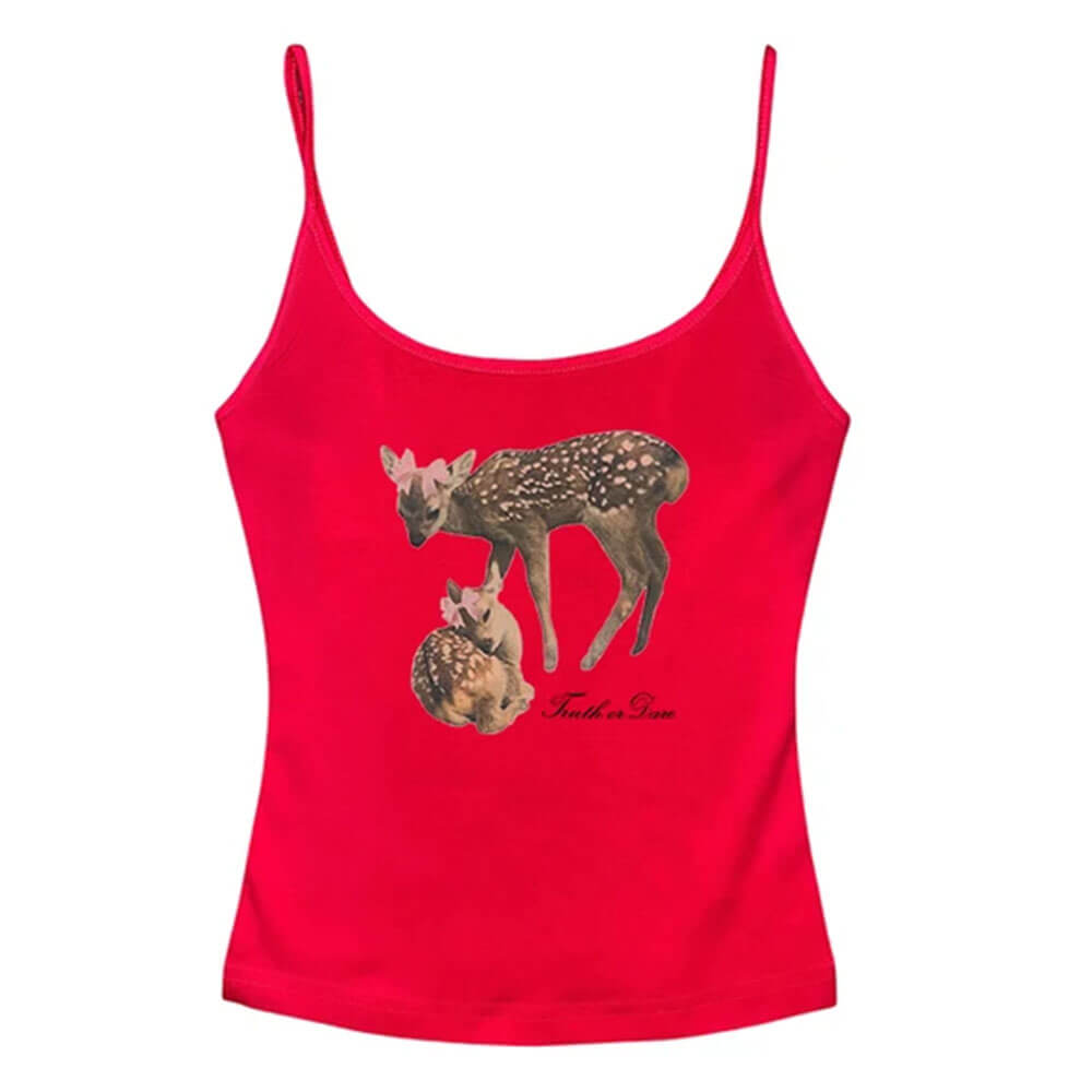 BLACK DEER PRINT TANK TOP FOR WOMEN