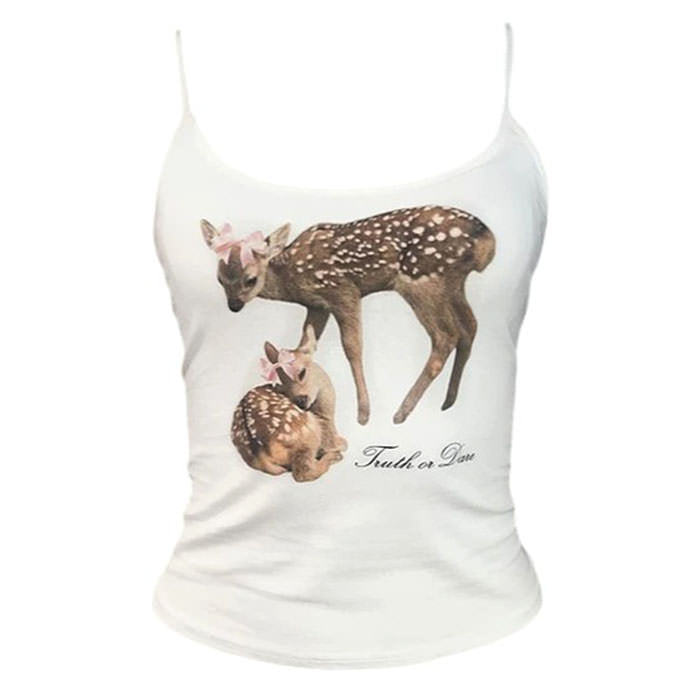 BLACK DEER PRINT TANK TOP FOR WOMEN
