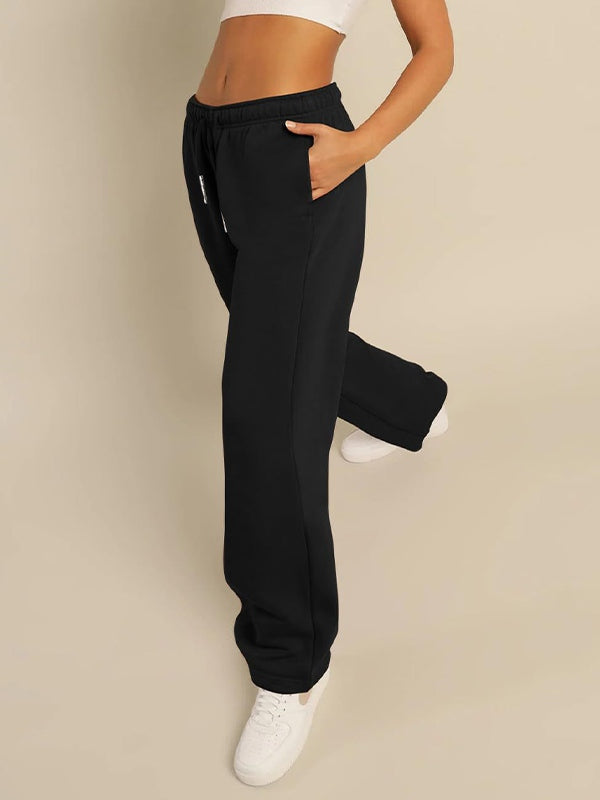 BLACK DRAWSTRING SWEATPANTS CLASSIC LOOSE FIT JOGGING STYLE