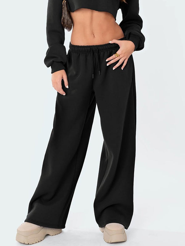 BLACK DRAWSTRING SWEATPANTS CLASSIC LOOSE FIT JOGGING STYLE