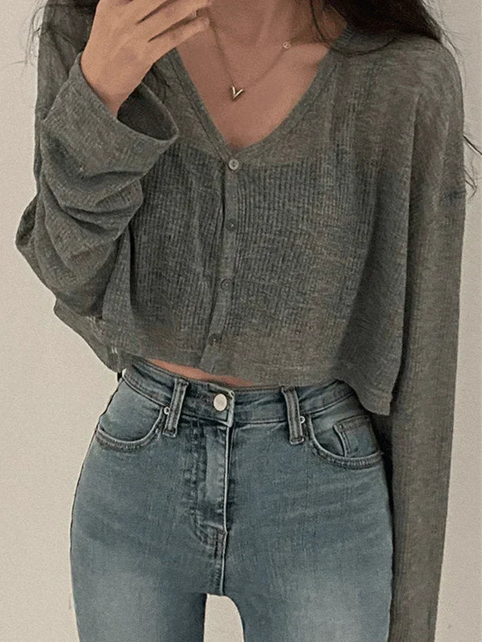 BLACK DRESS AND GRAY CARDIGAN SET WITH DROP SHOULDER SLEEVES