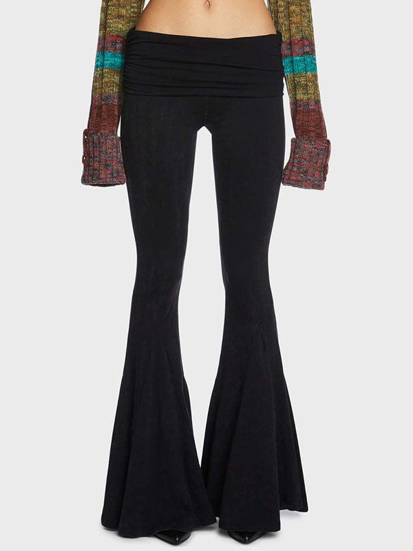 BLACK FLARED LEGGINGS Y2K SLIM FIT TREND FOR HIP HOP FASHION