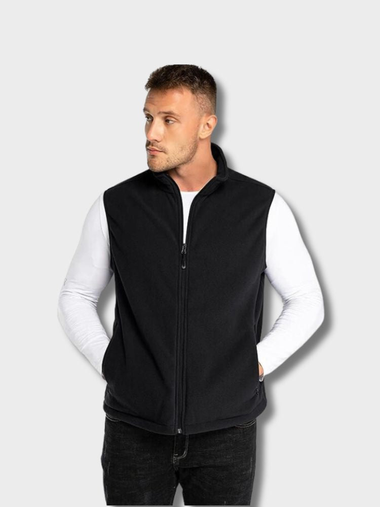 BLACK FLEECE VEST LIGHTWEIGHT SOFTSHELL BODYWARMER FOR OUTDOOR COMFORT