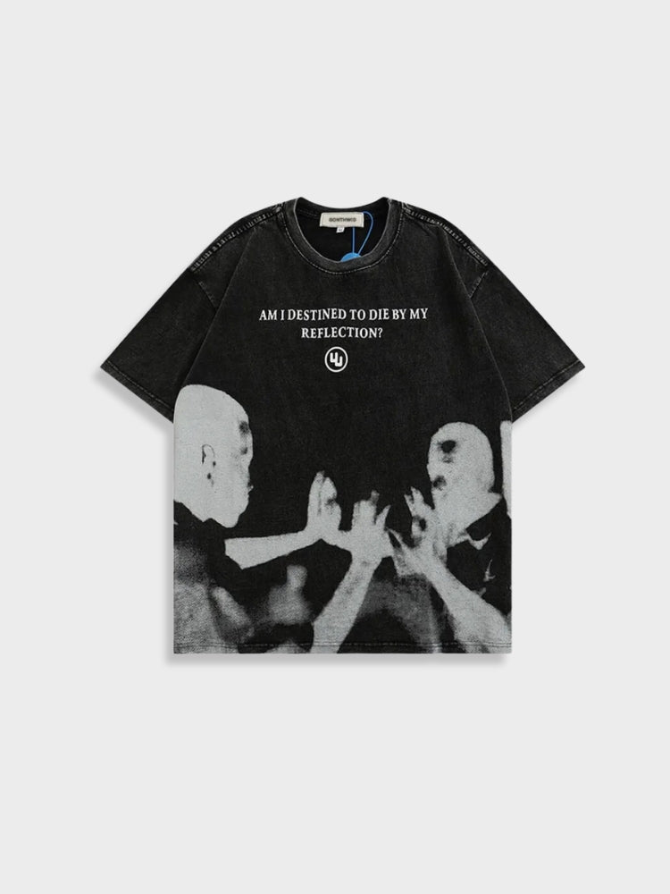 BLACK GRAPHIC T-SHIRT - REFLEXTION TEE