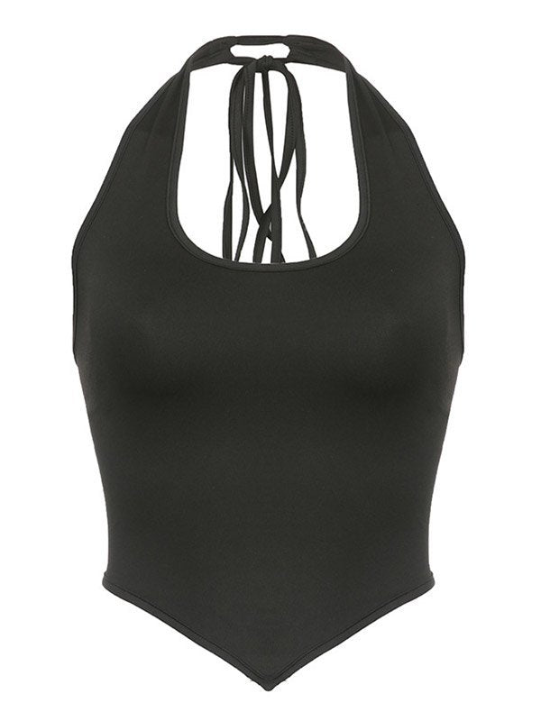BLACK HALTER TOP WITH FLATTERING FIT TO TURN HEADS
