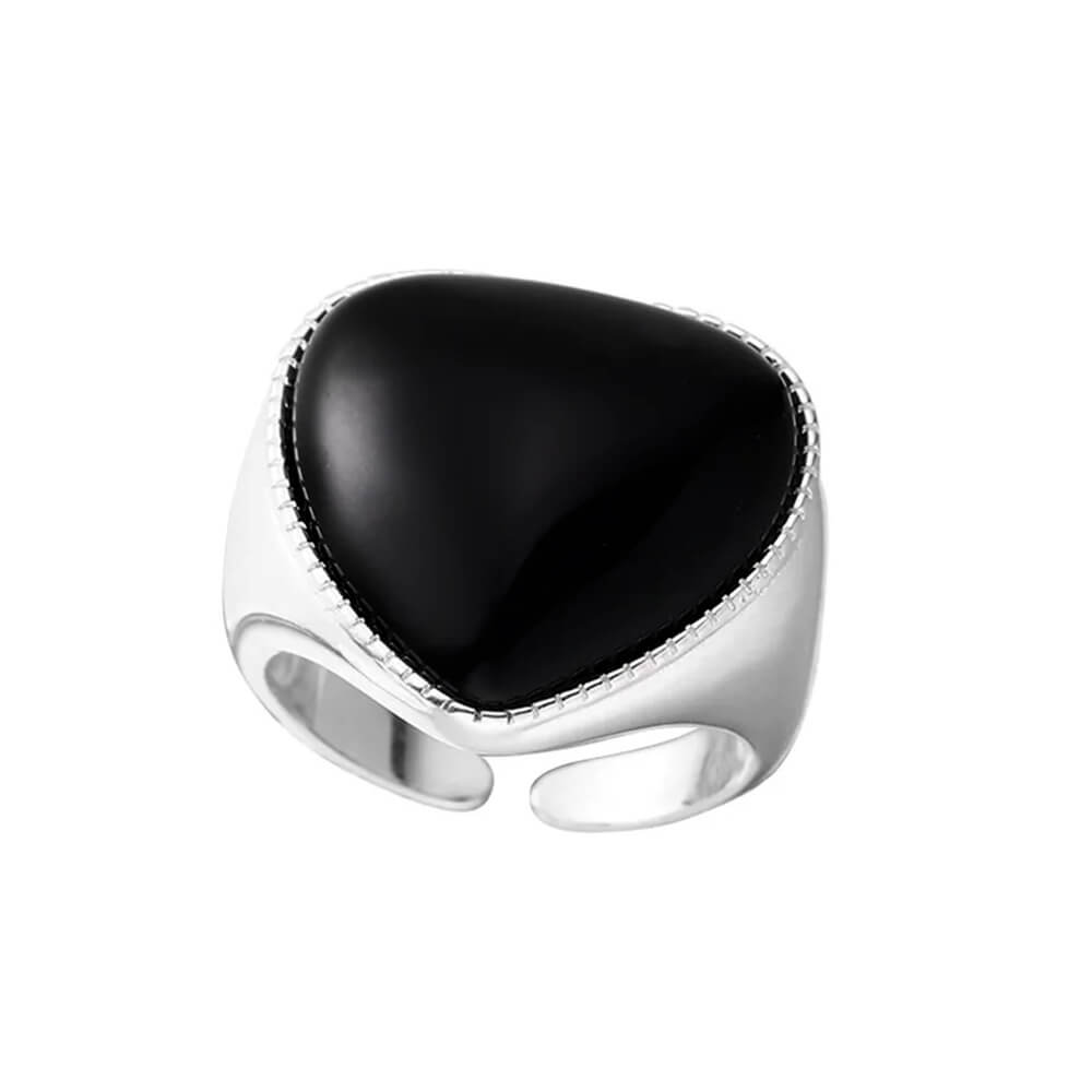 BLACK HEART CHUNKY RING ADJUSTABLE ZINC ALLOY