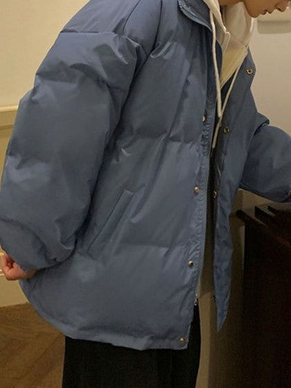 BLACK HOODED PUFFER JACKET MOCK TWO PIECE