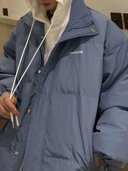 BLACK HOODED PUFFER JACKET MOCK TWO PIECE