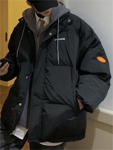 BLACK HOODED PUFFER JACKET MOCK TWO PIECE