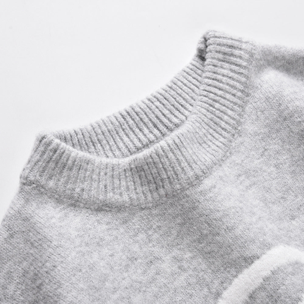 BLACK KNIT SWEATER WITH SMART BREAK TEXT - BREAK KNIT STYLE