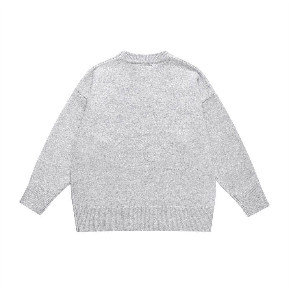 BLACK KNIT SWEATER WITH SMART BREAK TEXT - BREAK KNIT STYLE