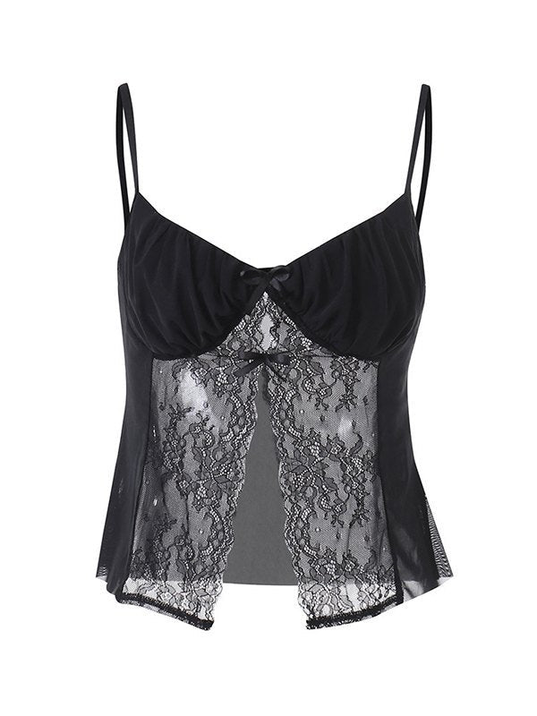 BLACK LACE CAMISOLE - BLACK SEXY CAMI FOR ELEGANCE AND ALLURE