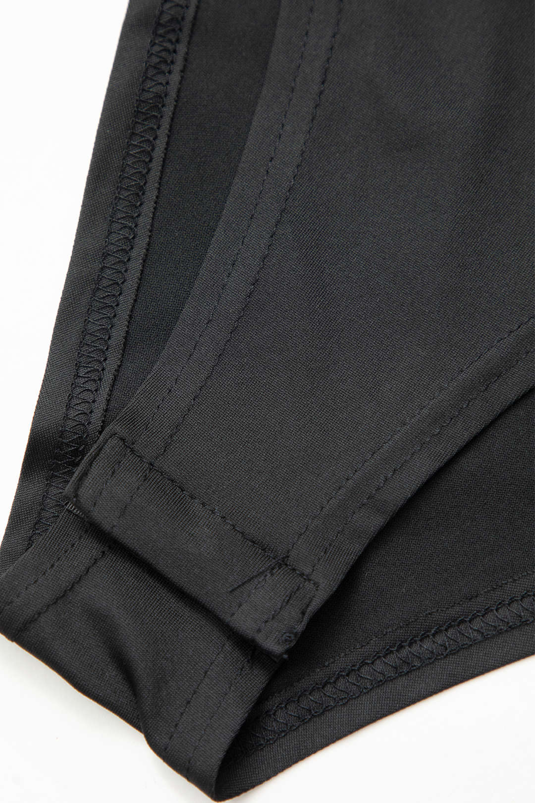 BLACK LONG-SLEEVED BODYSUIT WITH FAUX LEATHER ACCENTS - ELEGANT BLACK MOCK NECK