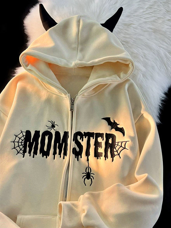BLACK MOMSTER OVERSIZED HOODIE WITH BOLD MULTICOLOR DESIGN