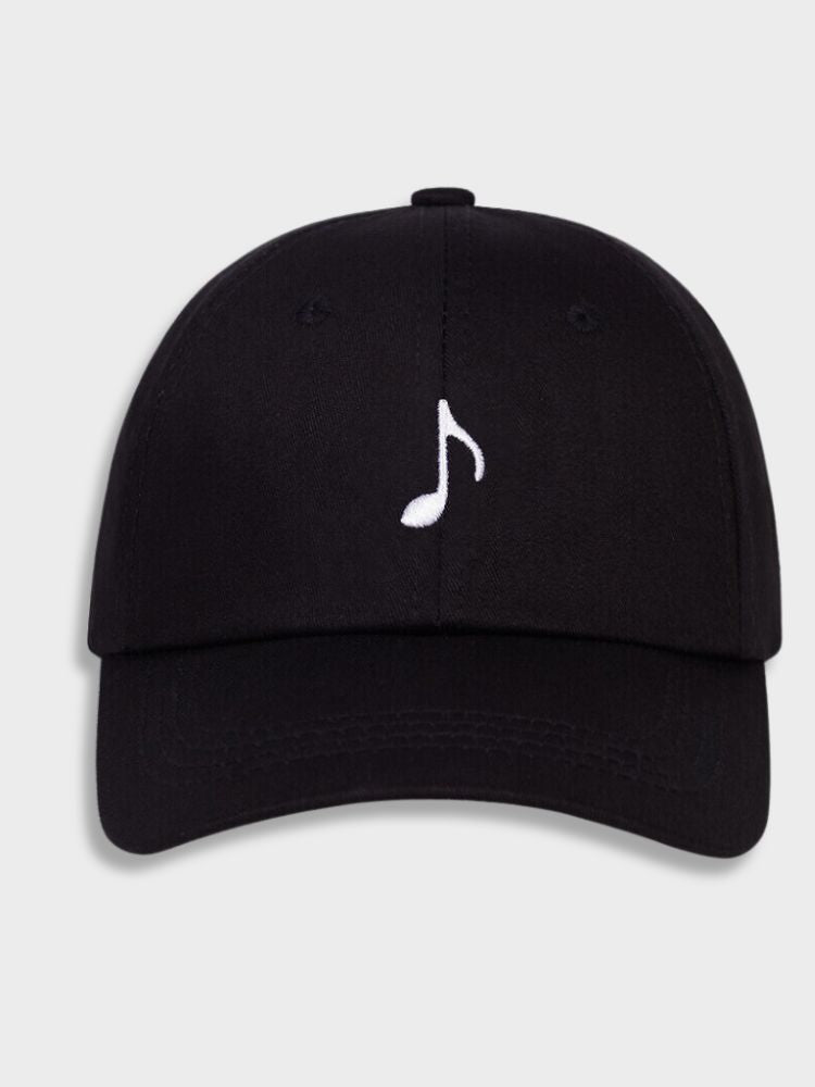 BLACK MUSIC CAP WITH MUSICAL NOTE AND BUILT-IN SPEAKERS