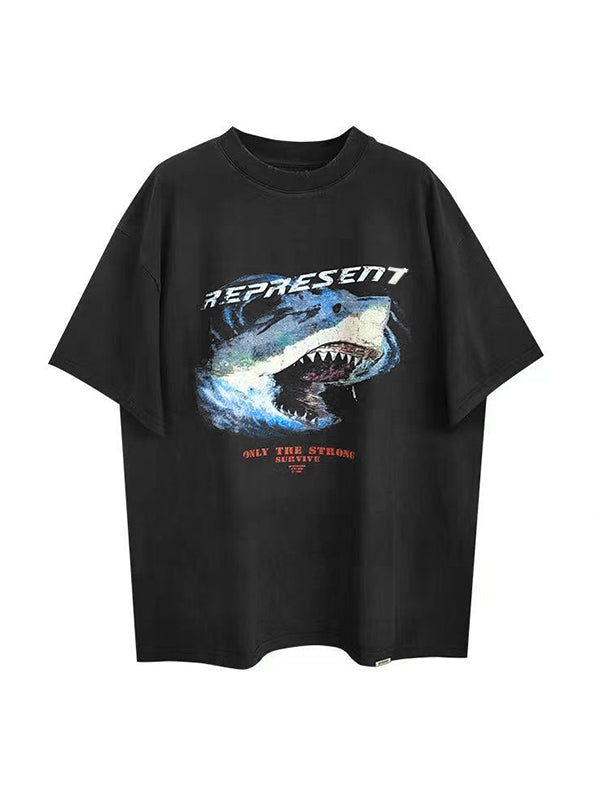 BLACK OVERSIZED GRAPHIC TEE WITH SOFT COTTON LOOSE FIT