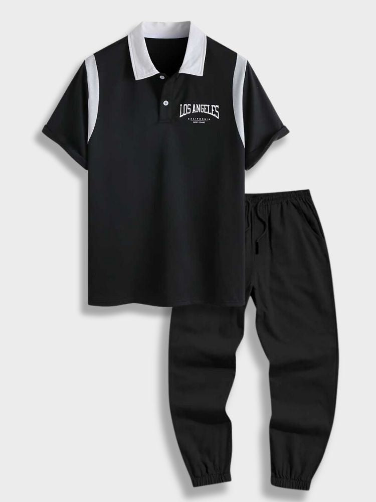 BLACK POLO SHIRT AND PANTS SET RELAX SET FOR STRESS RELIEF