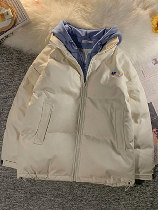 BLACK PUFFER JACKET WITH GRAY HOOD - QUILTED HOODED JACKET FOR VERSATILE STYLE