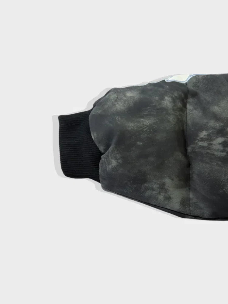 BLACK PUFFER JACKET WITH RAGE GRAPHIC - PUFFER JACKET
