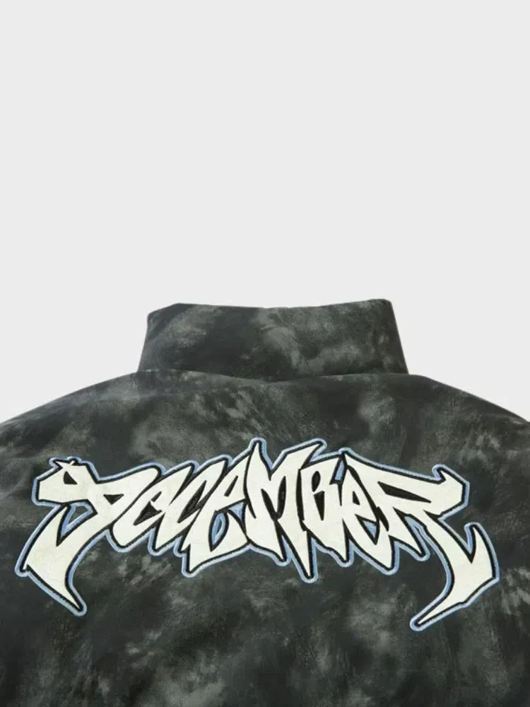 BLACK PUFFER JACKET WITH RAGE GRAPHIC - PUFFER JACKET