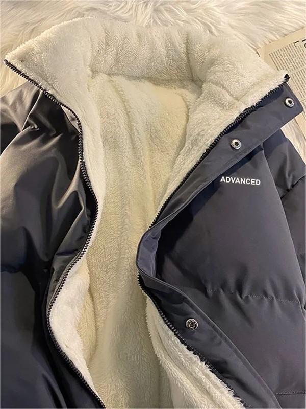 BLACK PUFFER JACKET WITH WHITE SHERPA LINING - VERSATILE LONG SLEEVE JACKET