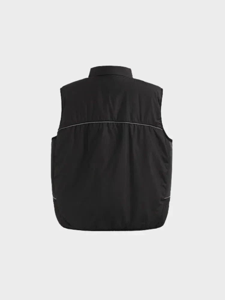 BLACK PUFFER VEST WITH WHITE TRIM QUICK-DRY COTTON BODYWARMER