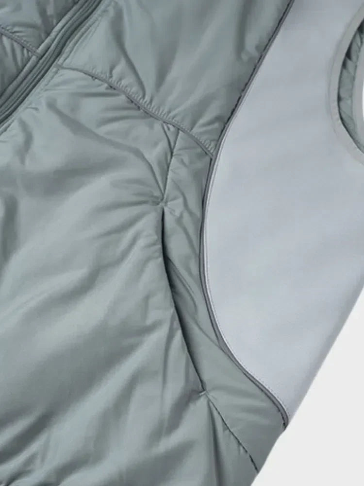 BLACK PUFFER VEST WITH WHITE TRIM QUICK-DRY COTTON BODYWARMER