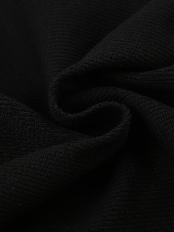 BLACK RIBBED TANK TOP WITH WHITE LACE TRIM - CONTRAST BLACK CAMI