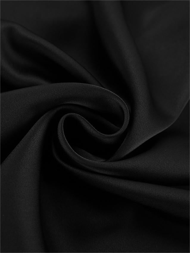 BLACK SATIN MAXI SKIRT - CLASSIC SOLID COLOR ELEGANCE