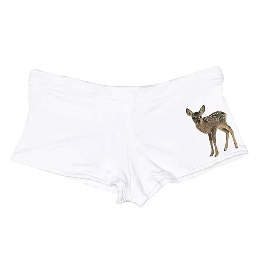 BLACK SHORTS WITH FAWN DESIGN FOR CASUAL WEAR