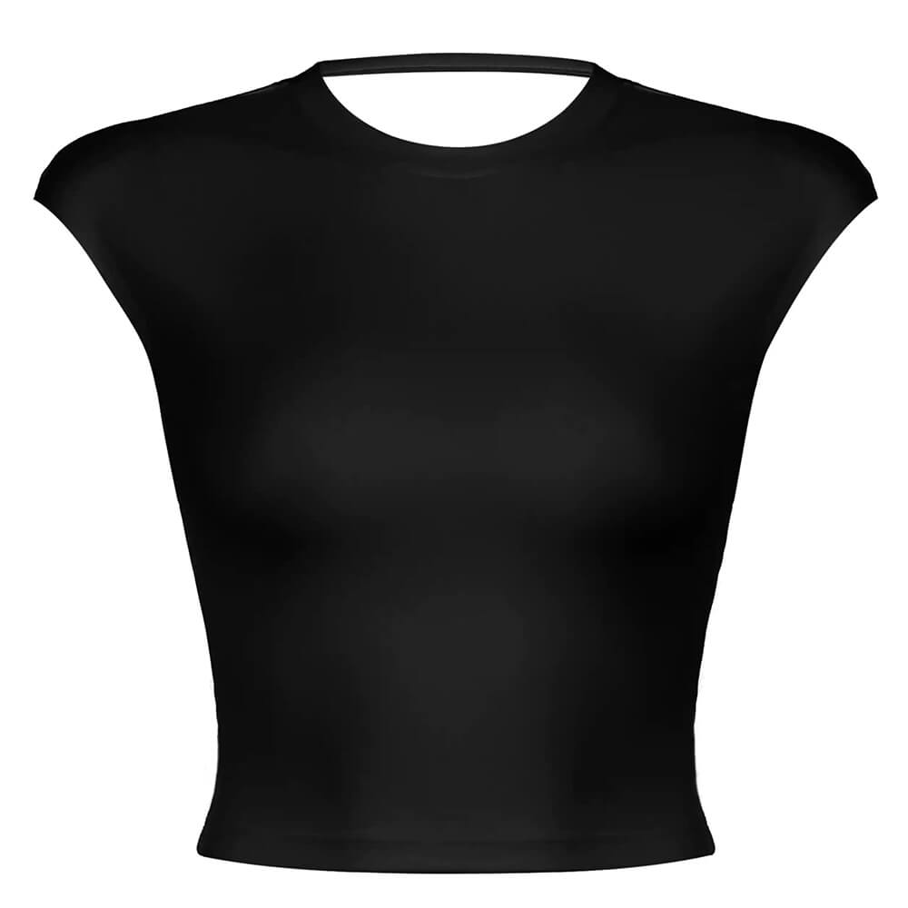 BLACK SLEEVELESS CROP TOP BUST MEASUREMENT COMFORTABLE FIT