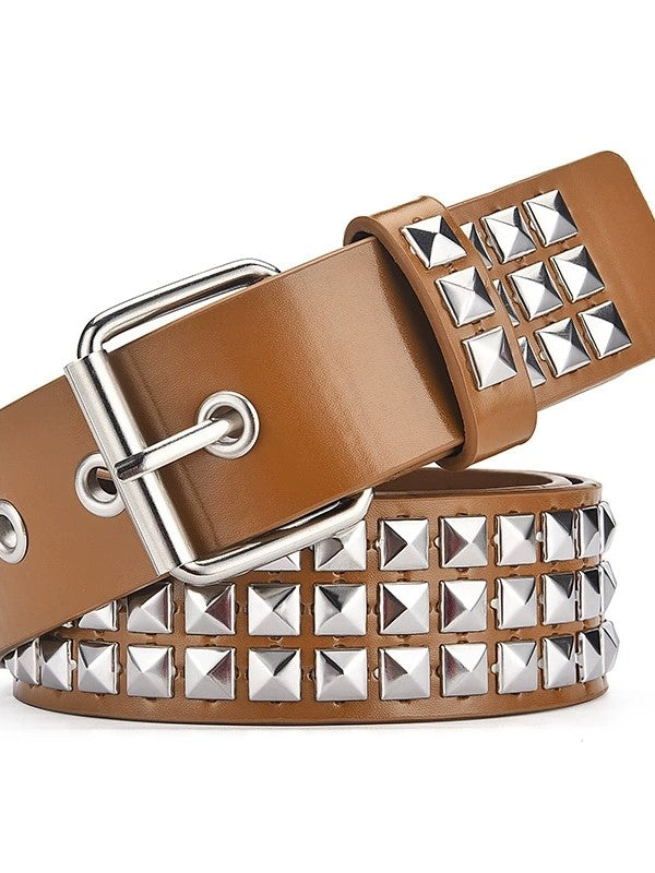 BLACK STUDDED BELT IN STYLISH SYNTHETIC LEATHER