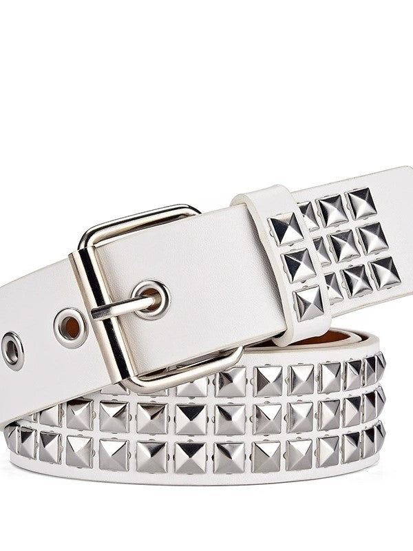 BLACK STUDDED BELT IN STYLISH SYNTHETIC LEATHER