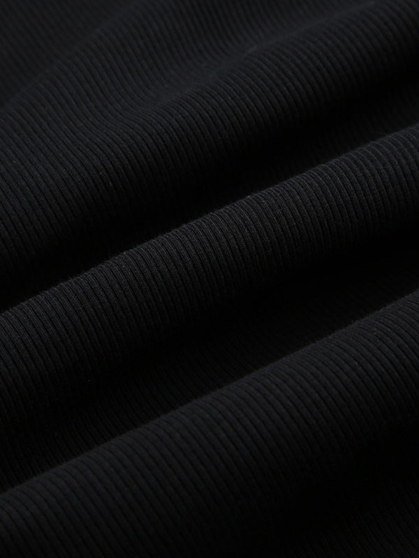 BLACK SWEATER WITH FLARED CUFFS AND UNIQUE LACING DETAILS
