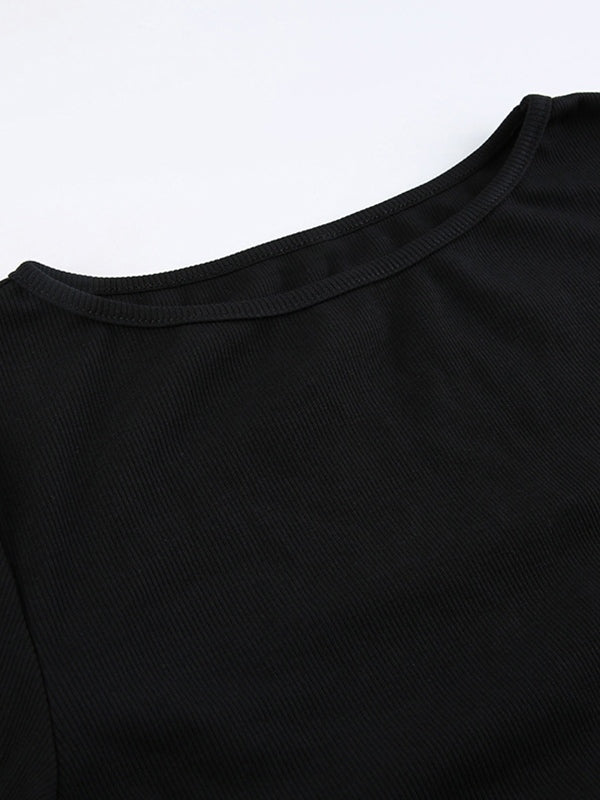 BLACK SWEATER WITH FLARED CUFFS AND UNIQUE LACING DETAILS
